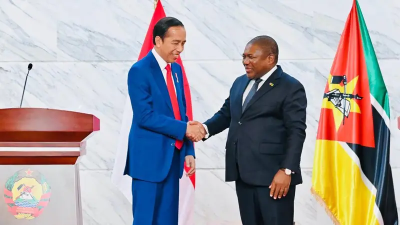 Presiden Joko Widodo atau Jokowi saat menghadiri pertemuan dengan Presiden Republik Mozambik, Filipus Nyusi.