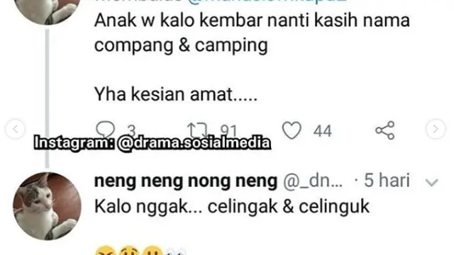 nama anak kembar (foto: Twitter/@drama.sosialmedia)