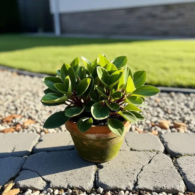 Peperomia obtusifolia di Paving Halaman Rumah (Gemini AI)