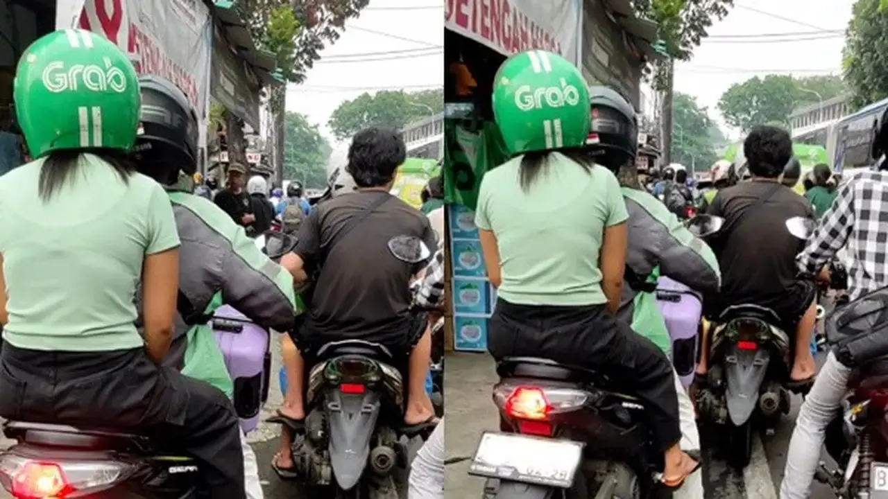 Kewalahan, Begini Jadinya Kalau Naik Ojek Online Sambil Bawa Koper