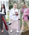 Ingin tampil lebih formal? Sontek gaya Maudy dengan kemeja putih dan celana etnik.