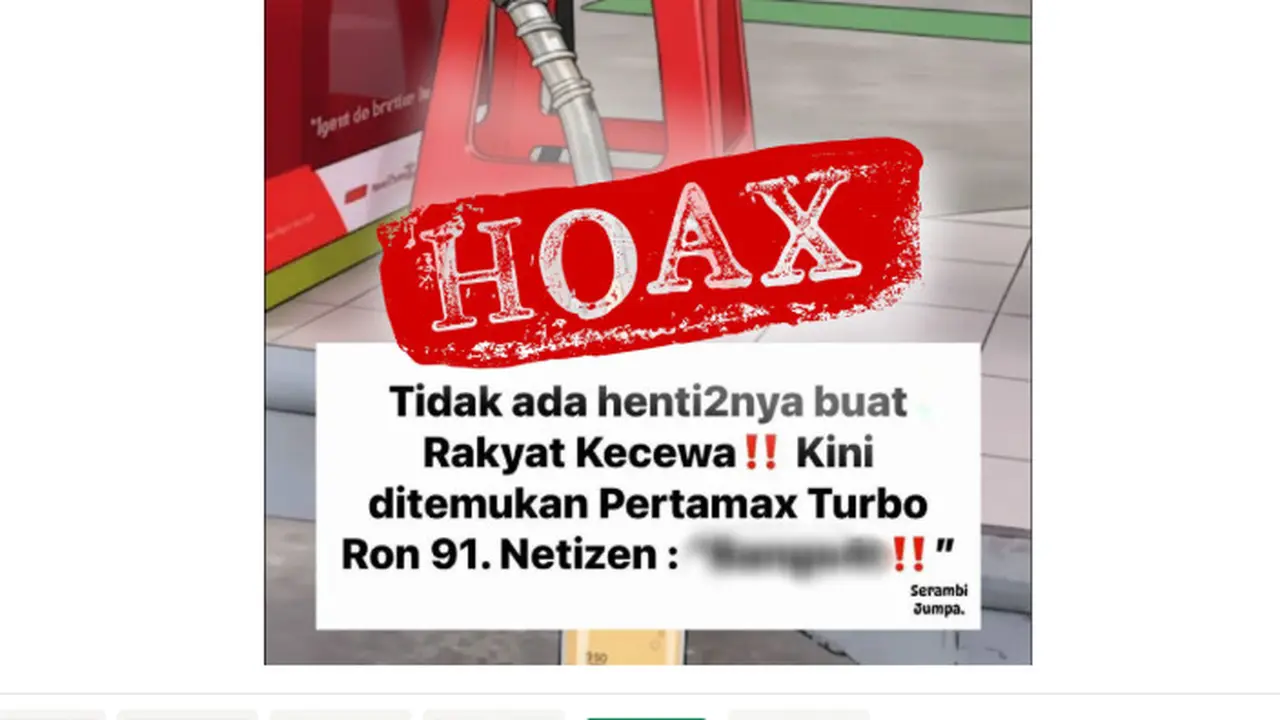 Tangkapan layar hoaks terkait penyaluran BBM.