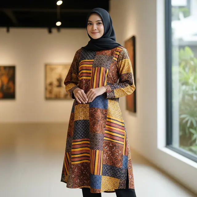 Model Baju Lurik Wanita Kombinasi Terkini (Image by Gemini AI)