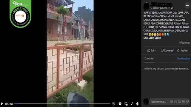 Gambar Tangkapan Layar Video yang Diklaim Lokasi Perumahan Elit Khusus Warga China (sumber: Facebook).