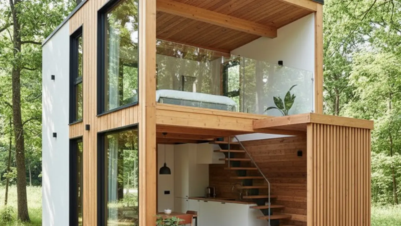 Desain Rumah Mini Modern dengan Mezzanine/Gemini AI