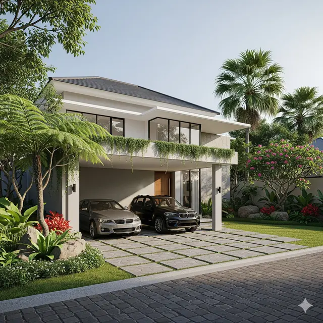 Pekarangan dengan Carport Terintegrasi