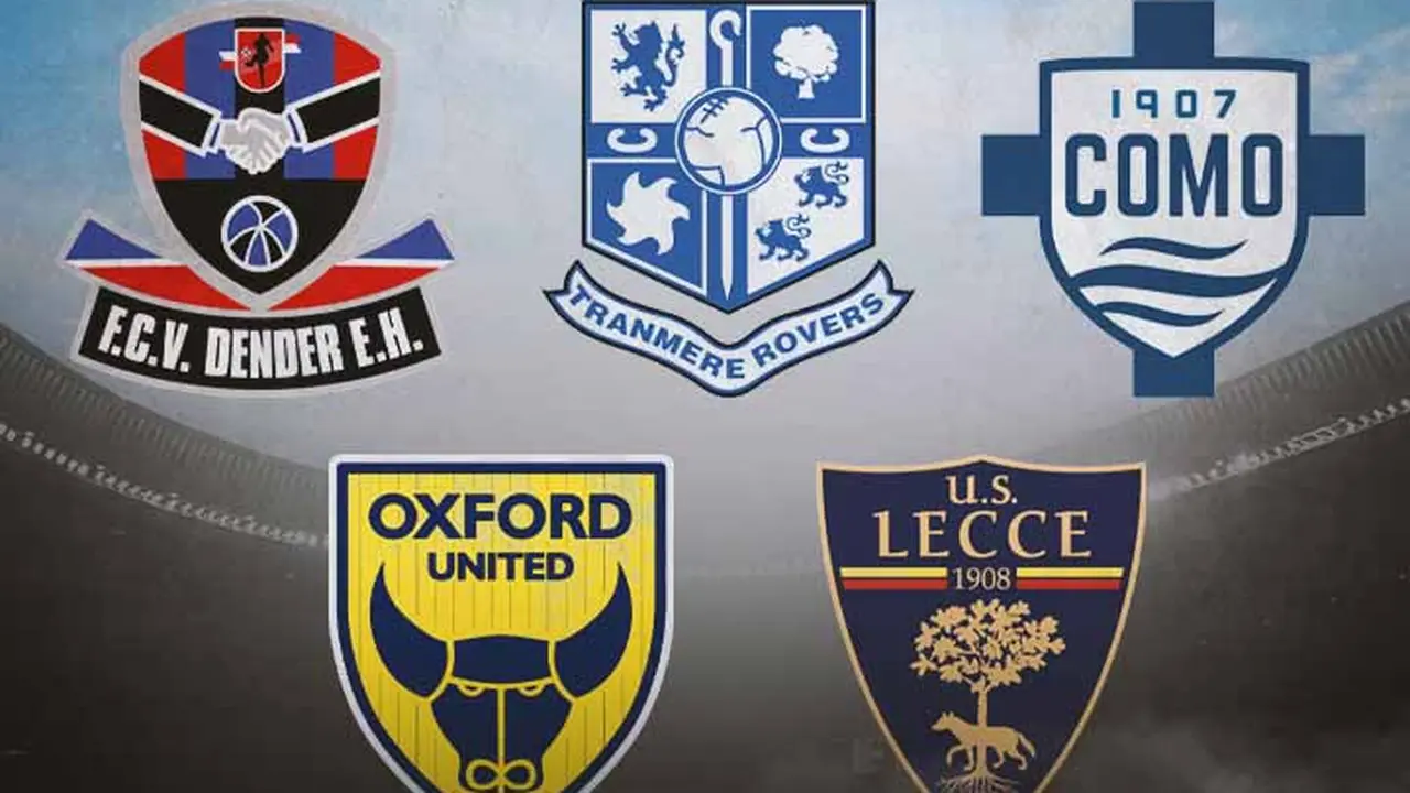 Ilustrasi - Logo FCV Dender, Tranmere Rovers, Como 1907, Oxford United FC, Lecce