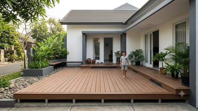 Desain Halaman Rumah Tanpa Tanah Terbuka yang Tetap Sejuk