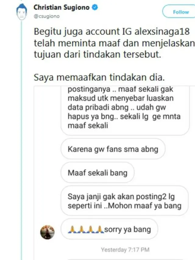 Kebocoran data Christian Sugiono