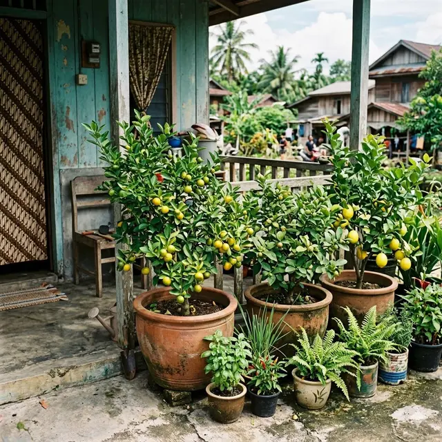 Inspirasi Edible Garden Buah Mini di Teras Rumah Kampung