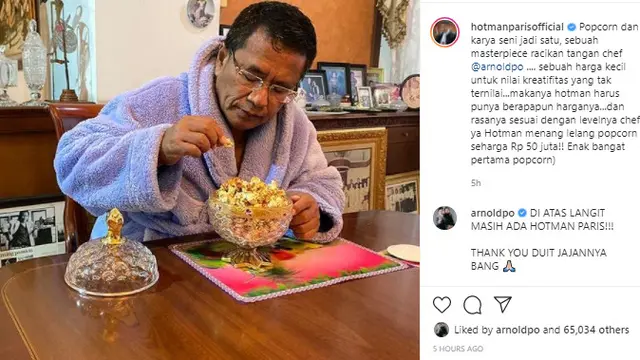 Hotman Paris Beli Popcorn Buatan Chef Arnold Seharga Rp 50 Juta, Bikin Melongo