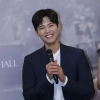 Park Bo Gum dalam konferensi pers di Kota Kasablanka (Agus Apriyanto/Kapanlagi.com)