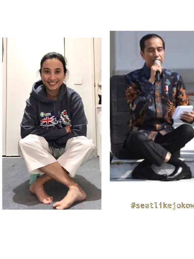 6 Potret Challenge Gaya Duduk Silang Kaki Jokowi yang Sedang Viral