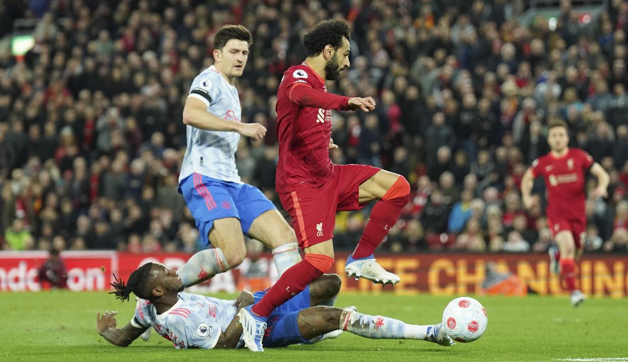 Selain dua gol satu assist, Mohamed Salah bermain sangat baik dengan mencatatkan 4 tembakan, 69 sentuhan, 1 umpan kunci, dan 83 persen umpan sukses. (AP/Jon Super)