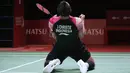 <p>Pebulu tangkis tunggal putra Indonesia Jonatan Christie bereaksi setelah mengalahkan Shi YU Qi dari China pada babak semifinal Indonesia Masters 2023 di Istora Senayan, Jakarta, Rabu (25/1/2023). Jojo, sapaannya, menundukkan pemain China Shi Yu Qi dengan skor 21-13, 15-21, 21-19. (AP Photo/Achmad Ibrahim)</p>