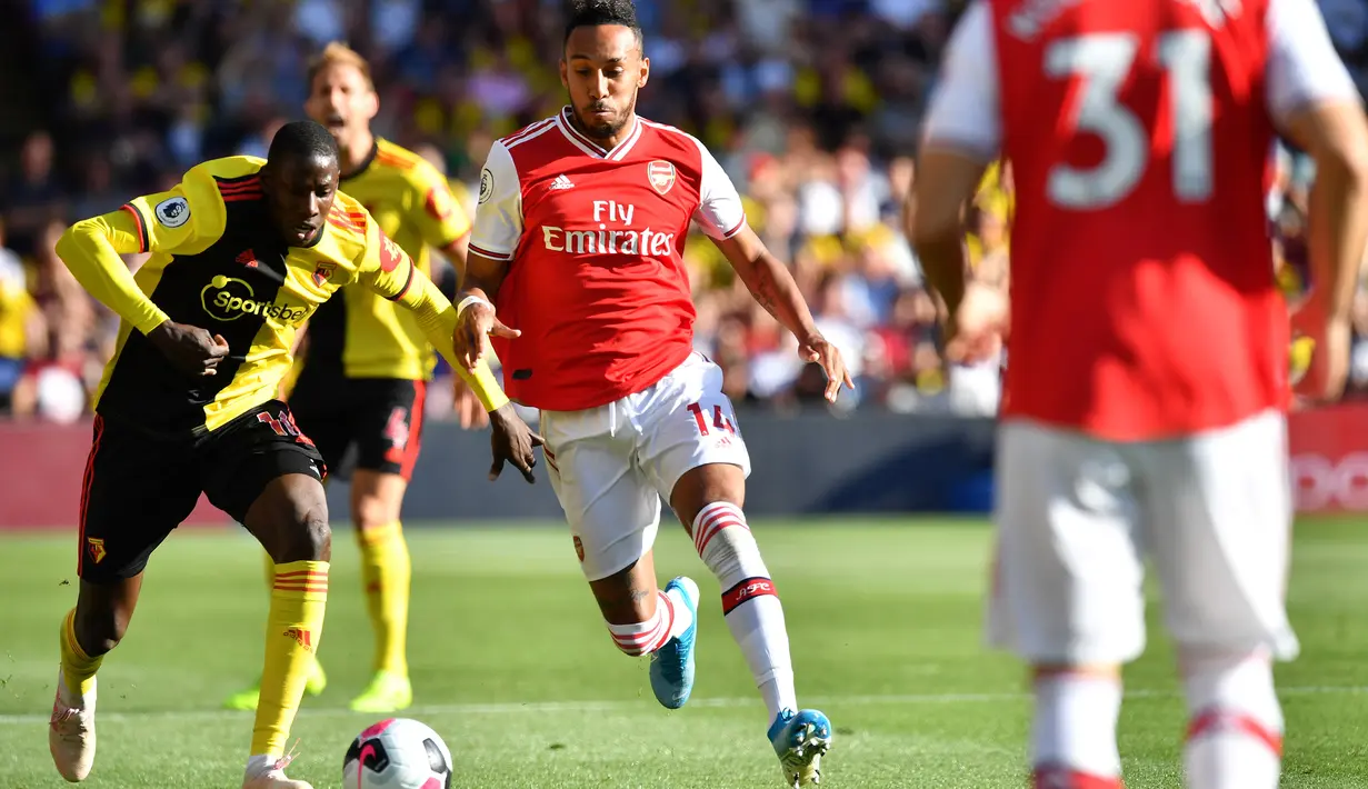 7. Pierre-Emerick Aubameyang (Arsenal) - Rating lari 95 di FIFA 20. (AFP/Ben Stansall)