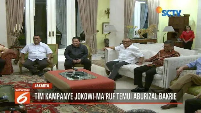 Tim kampanye Jokowi-Ma’ruf kunjungi kediaman Aburizal Bakrie untuk minta saran pemenangan.