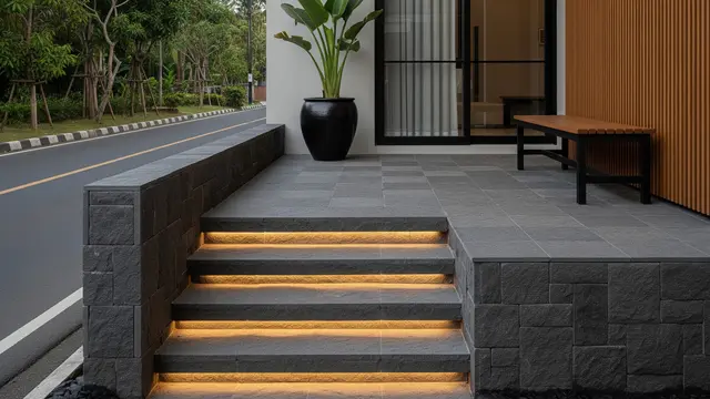Teras Rumah Pinggir Jalan Tanpa Pagar
