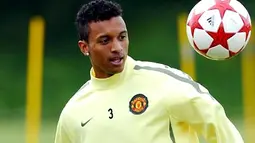 Winger Manchester United Nani berlatih di Carrington pada 24 Mei 2011 dalam persiapan laga final Liga Champions menghadapi Barcelona di Wembley Stadium. AFP PHOTO/PAUL ELLIS