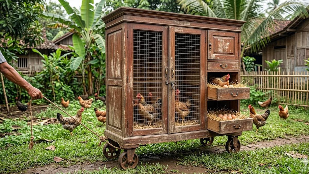 7 Kandang Ayam Portable dengan Roda dari Barang Bekas, Hemat Biaya dan Praktis