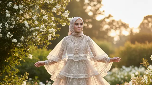 Gamis Brokat Kombinasi Tile Dada Mewah