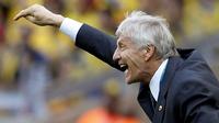 José Pekerman Néstor Krimen, menangani Timnas Kolombia sejak 2012. Pria kelahiran 3 September 1949 ini pernah menjadi pelatih Argentina pada 2004 hingga 2006. (REUTERS/Sergio Perez)