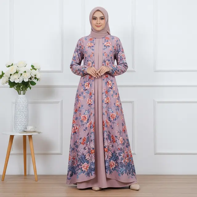 9 Model Gamis Motif Bunga Muslimah untuk Perayaan Maulid Nabi 2025