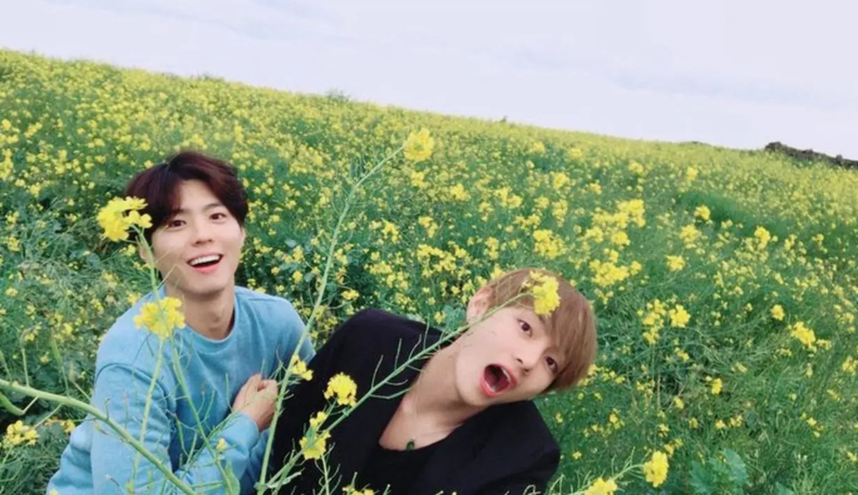 Park Bo Gum dan V BTS berteman setelah mereka menjadi pembawa acara dalam acara Music Bank Together. Bahkan mereka juga menghabiskan waktu dengan berlibur bersama. (Foto: koreaboo.com)