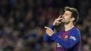 7. Gerard Pique – Mantan pemain Manchester United ini telah mengemas total 30 piala. Sebanyak 27 trofi diraihnya bersama Blaugrana. (AFP/Lluis Gene)