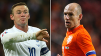 Striker Inggris, Wayne Rooney (kiri) dan gelandang Belanda, Arjen Robben, bakal saling berhadapan pada laga uji coba di Stadion Wembley pada 26 Maret 2016. (Dok. FA)
