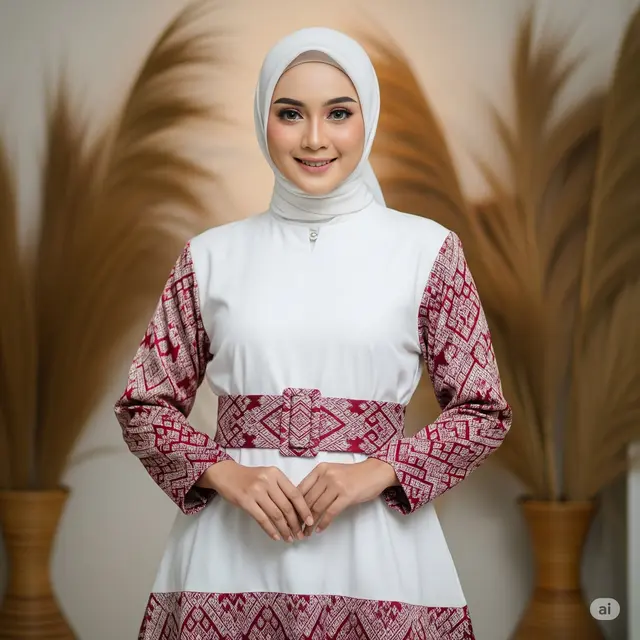 Gamis dengan Sabuk Brokat Statement