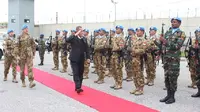 Menteri Pertahanan Jenderal TNI (Purn) Ryamizard Ryacudu mengunjungi Kontingen Garuda di Lebanon Selatan. (Istimewa)