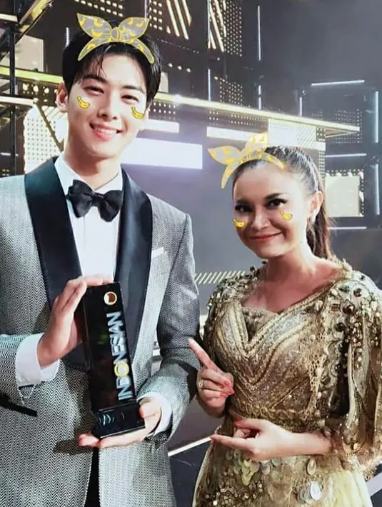 Rossa juga berhasil bikin fans K-pop seluruh Indonesia iri saat dirinya memamerkan foto bareng Cha Eun Woo. Diva Indonesia ini berkesempatan ketemu dengan aktor sekaligus member boyband Astro ini saat menghadiri Indonesian Television Awards di Jakarta pada tahun 2018 silam. (Liputan6.com/IG/@itsrossa910)
