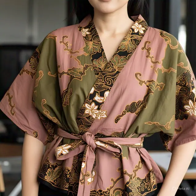 6. Atasan Batik Model Kimono