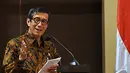 Menkum HAM Yosanna Laoly menyampaikan pidato saat acara saat serah terima jabatan Menkum HAM, Jakarta, Senin (27/10/2014). (Liputan6.com/Miftahul Hayat)