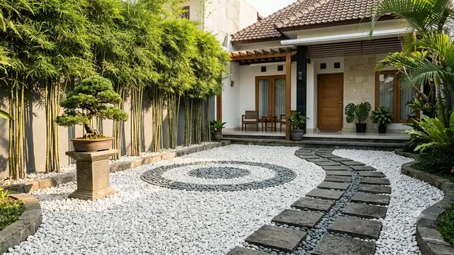 Halaman Rumah Tanpa Rumput yang Tetap Sejuk dan Sedap Dipandang