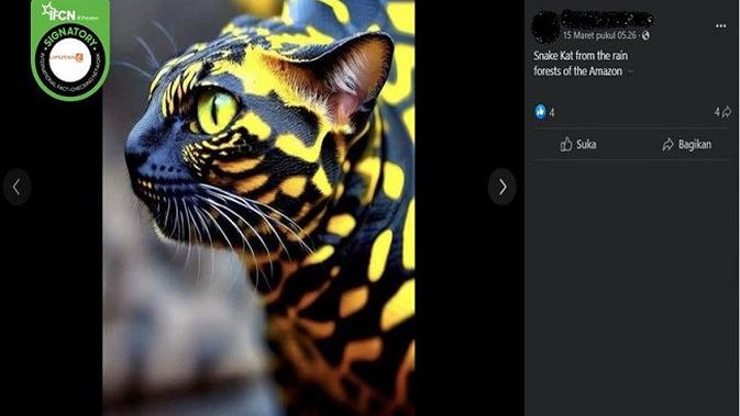 <p>Gambar Tangkapan Layar Foto yang Diklaim Kucing Langka dari Hutan Hujan Amazon (sumber: Facebook).</p>