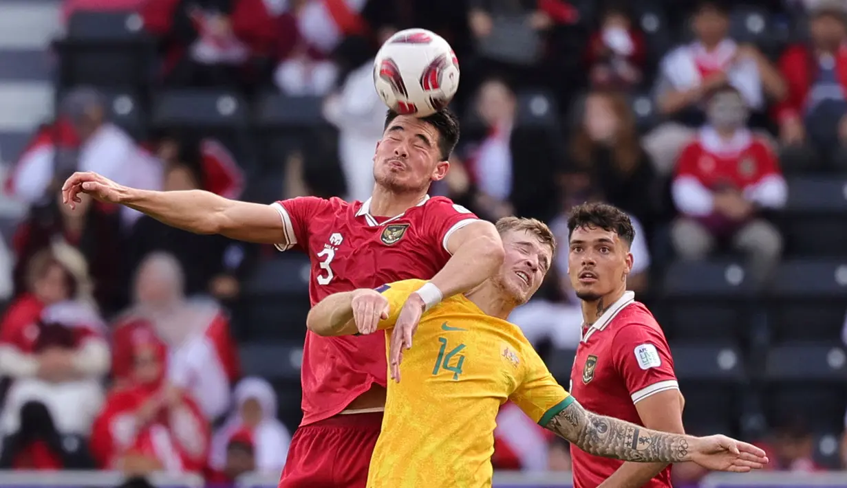 Australia menjadi tim selanjutnya yang berpredikat sebagai tim langganan Piala Dunia di Grup C putaran ketiga Kualifikasi Piala Dunia 2026 zona Asia. Australia tercatat telah mencatatkan 6 kali penampilan di Piala Dunia, yaitu pada 1974, 2006, hingga saat 2024. Pencapaian terbaik mereka adalah bermain di babak 16 besar. (AFP/Giuseppe Cacace)