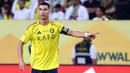 Cristiano Ronaldo menambah catatan golnya dalam laga lanjutan Liga Arab Saudi antara Al-Nassr melawan Al-Najma di Al-Awwal Park Stadium, Riyadh, Jumat (03/04/2026) waktu setempat. (AFP/Fayez Nureldine)