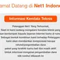 PT Sampoerna Telekomunikasi Indonesia (STI) melalui layanan internet dengan merek Net1 mengumumkan telah menyetop layanannya untuk sementara. Dok: tangkapan layar dari situs web net1.co.id