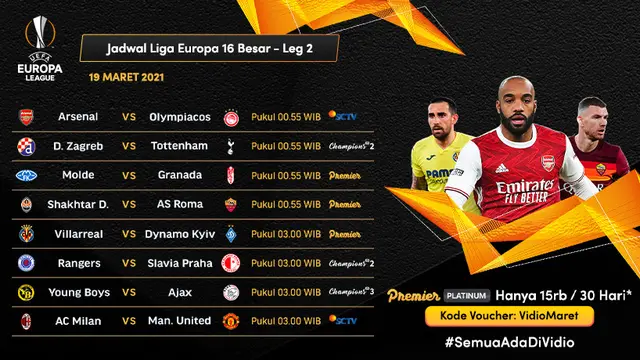 Jadwal Liga Europa di Vidio