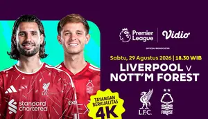Liverpool vs Nottingham Forest - Liga Inggris 2026/27: Rekor Head-to-Head Kedua Tim di Vidio