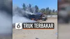 Sebuah truk pengangkut pipa yang sedang parkir di samping SPBU di Kelurahan Klatak, Banyuwangi, Jawa Timur, terbakar pada Jumat (1/11/2019) siang.