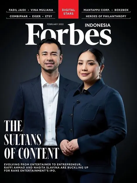 [Fimela] Potret Raffi Ahmad dan Nagita Slavina untuk majalah Forbes Indonesia