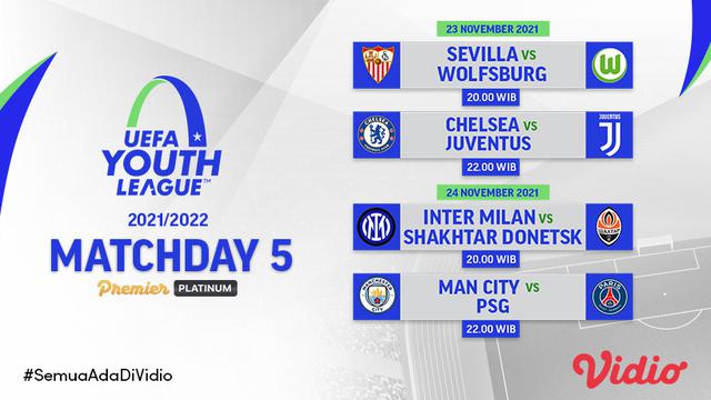 Link Live Streaming UEFA Youth League 2021/2022 Matchday 5 di Vidio Pekan Ini