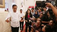 Presiden Joko Widodo usai memberikan keterangan terkait revisi UU KPK di Istana Negara, Jakarta, Jumat (13/9/2019). Jokowi menyatakan mendukung sejumlah poin dalam draf revisi UU KPK diantaranya kewenangan menerbitkan SP3. (Liputan6.com/HO/Kurniawan)
