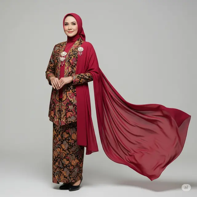 Rekomendasi Model Kebaya Ibu-ibu Hijab Terbaru 2025. Foto: Gemini