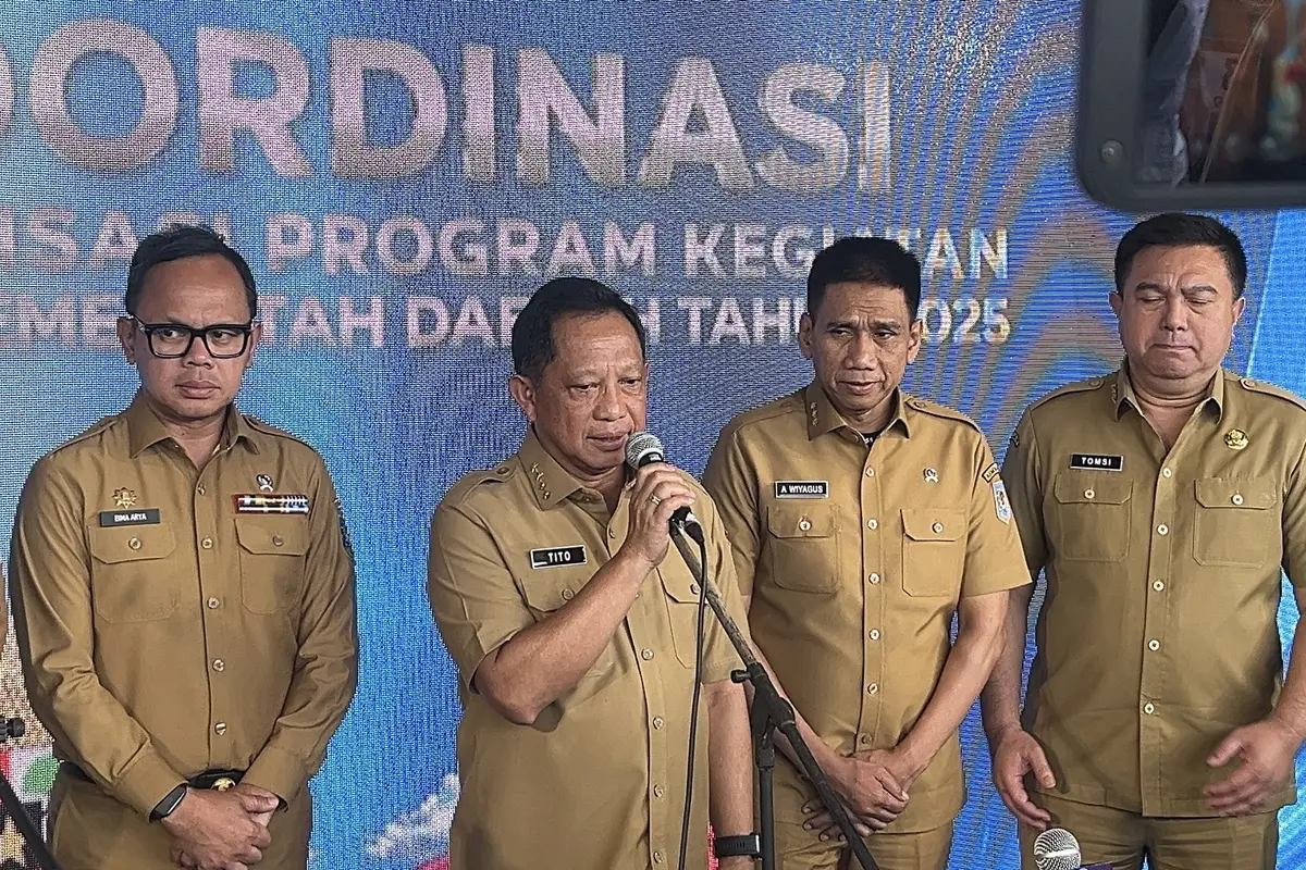 Menteri Dalam Negeri (Mendagri) Tito Karnavian usai Rapat Koordinasi Pengendalian Inflasi Daerah