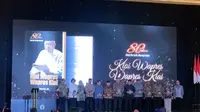 Wakil Presiden Ma'ruf Amin merayakan ulang tahun ke-80 tahun, pada Sabtu (11/3/2023) di Ballroom Hotel Kempinski, Jakarta. Perayaan diisi dengan peluncuran buku biografi berjudul “Kiai Wapres, Wapres Kiai”. (Foto: Delvira Hutabarat/Liputan6.com).