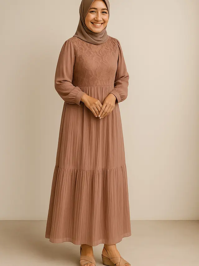 Rekomendasi Gamis Brokat di Dada untuk Ibu-Ibu Usia 40 Tahun/via AI